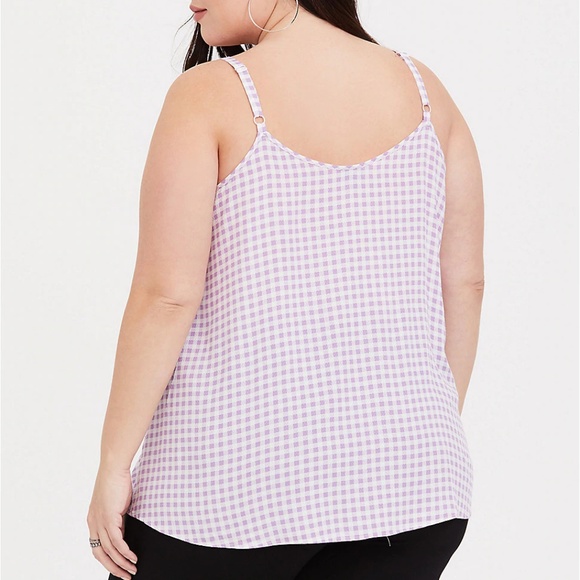 Torrid 5X Tank Top Cami Gingham Plaid Purple Plus - Picture 2 of 3